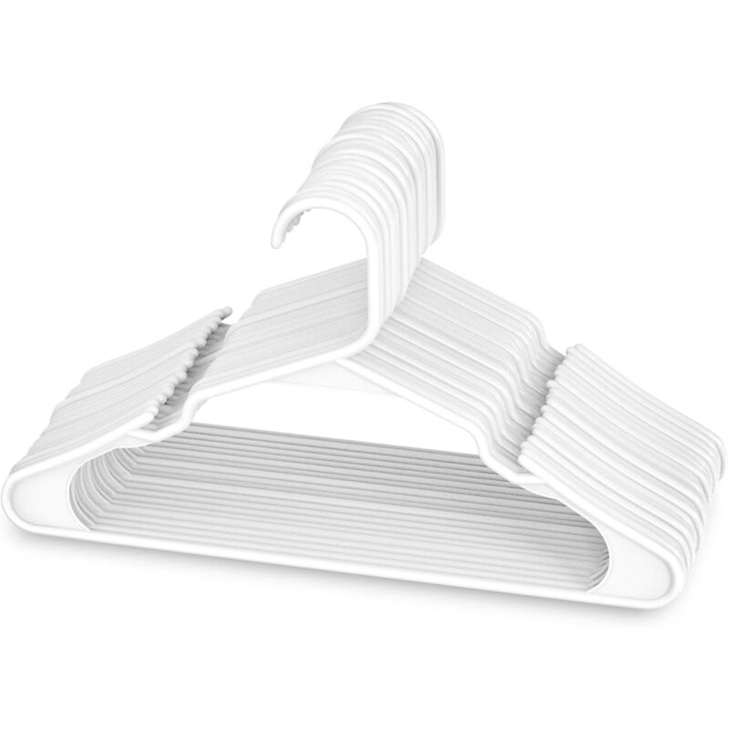 foto del prodotto zvd notched plastic clothes hangers ideal for standard everyday use, white, 20 pack 