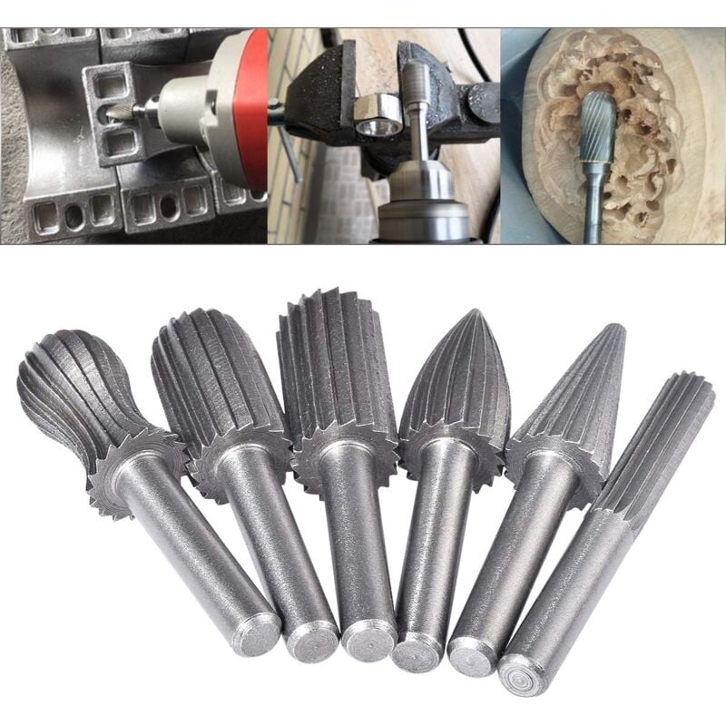 foto del prodotto zvd pack 6mm double cut tungsten rotary burrs tungsten shank filing engraving grinding bits for rotary tools