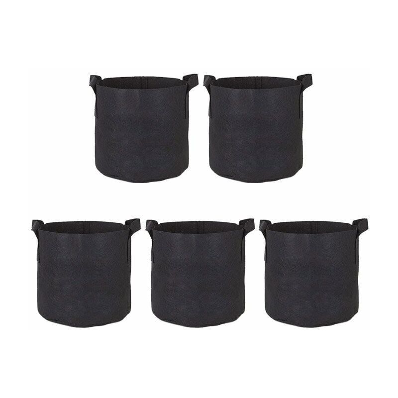 foto del prodotto zvd pack of 5 black non woven planting bags durable, reusable and breathable garden bags with handles for indoor vegetable patches or outdoor