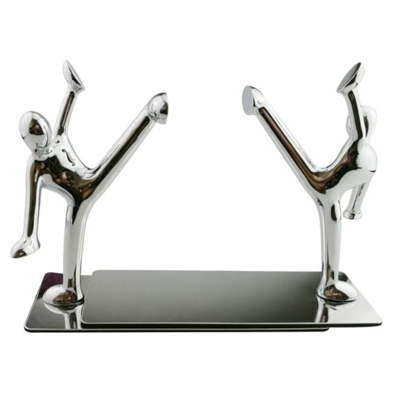 immagine 0 del prodotto zvd pair of stainless steel bookends, in the shape of men practicing kung fu, decorative, fashionable and creative, to store and organize your