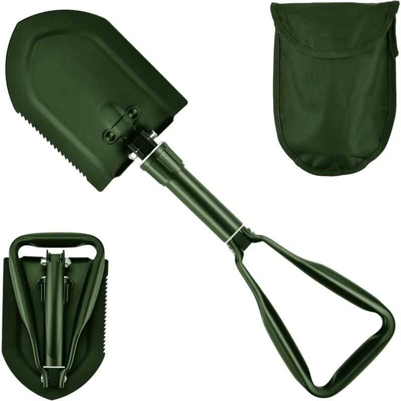 foto del prodotto zvd pala pieghevole in acciaio al carbonio da 58 cm resistente con borsa per il trasporto verde 