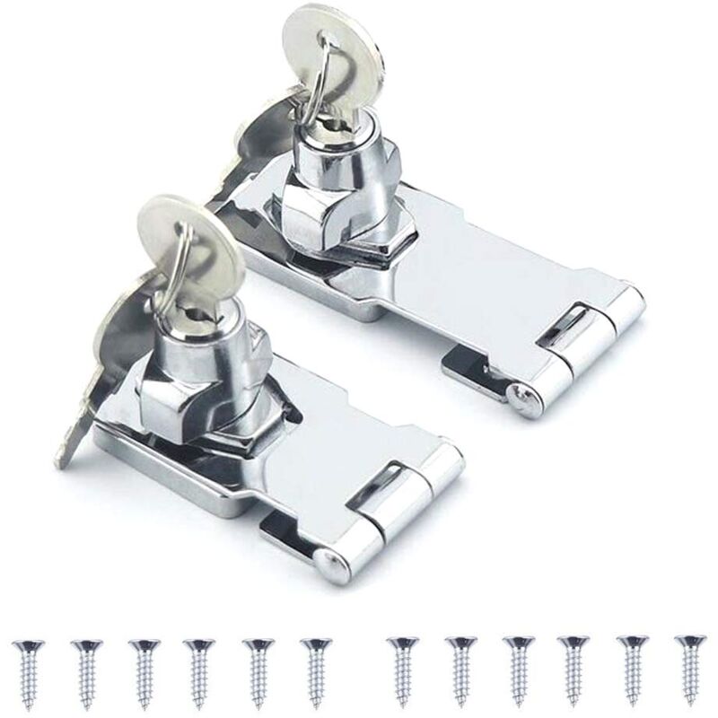 foto del prodotto zvd pcs stainless steel locking hasp door bolt latch buckle with padlock and key, for doors and cupboards, drawers, doors and locks with 6.4cm and