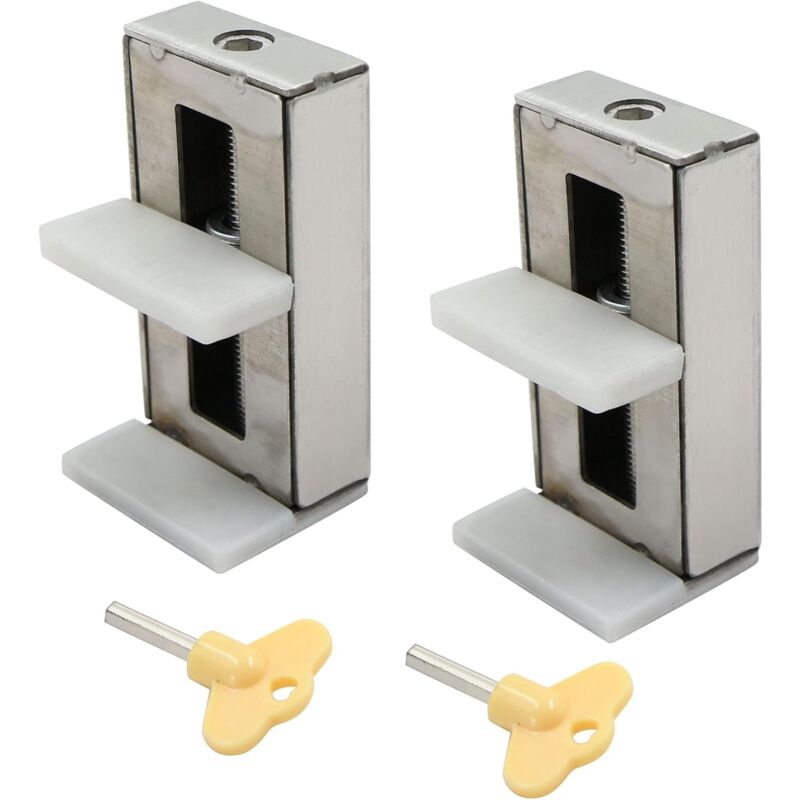 foto del prodotto zvd pcs window latches sliding door patio retractor block bay window sliding lock sliding door lock restrictor with key for kids baby safety silver