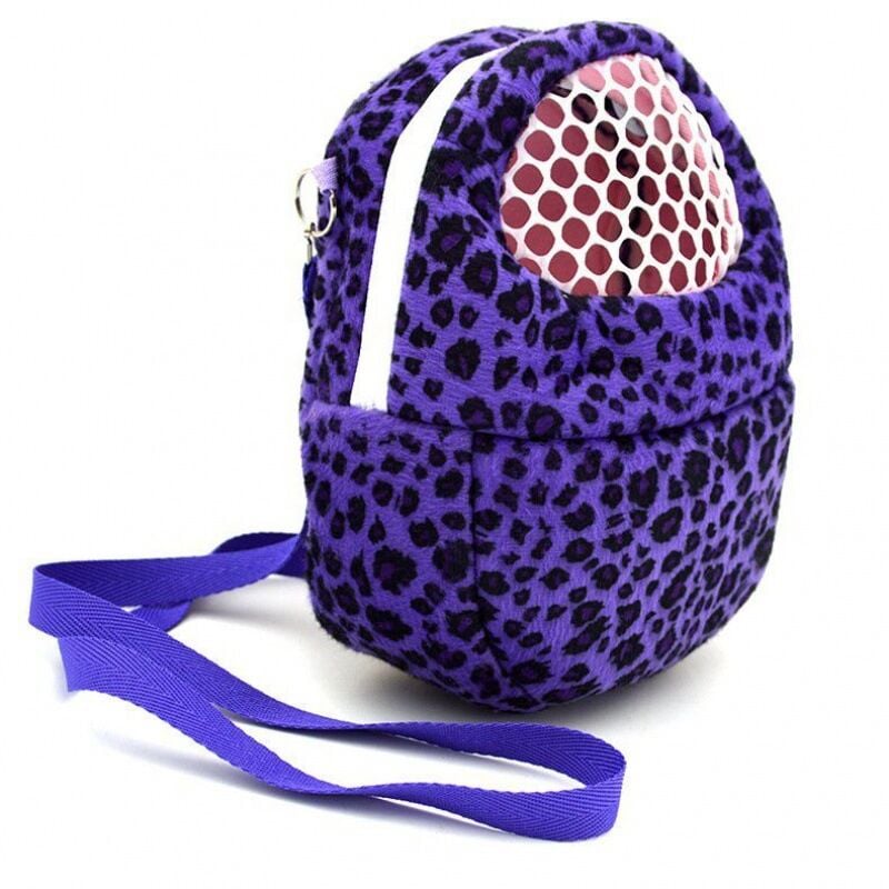 foto del prodotto zvd pet carrier bag adjustable shoulder strap with bowl for small animals rabbit feeder breathable travel bag size s 18 x 13cm purple