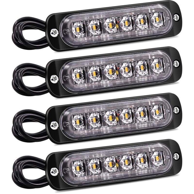 foto del prodotto zvd pezzi 6 led luci di posizione laterali stroboscopiche lampeggiante di avvertimento ambra impermeabile 12v 24v per veicoli