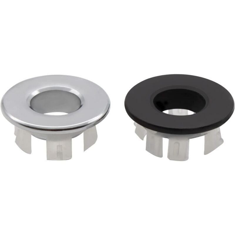 foto del prodotto zvd pezzi anello di troppo pieno per lavandino finitura rotonda per foro di scarico lavello cucina o vasca da bagno argento, nero 