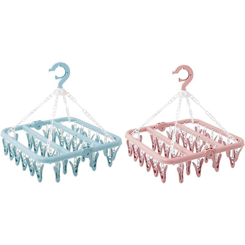foto del prodotto zvd pieces underwear hanger with 32 clips foldable clothes peg windproof clothes airer hanging rack for baby clothes socks, bras 5 