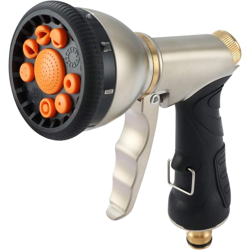 foto del prodotto zvd pistola per irrigazione da giardino in metallo, pistola ad alta pressione, 9 modelli regolabili, per annaffiare le piante