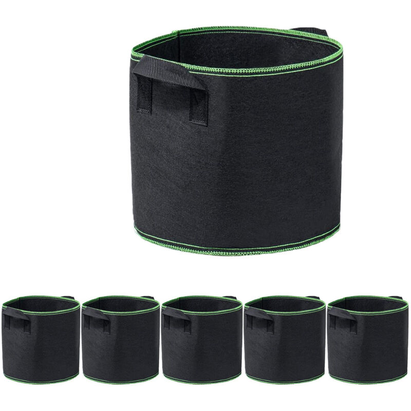 foto del prodotto zvd plant bags, 5 thick non woven planting bags with handles, black 60l