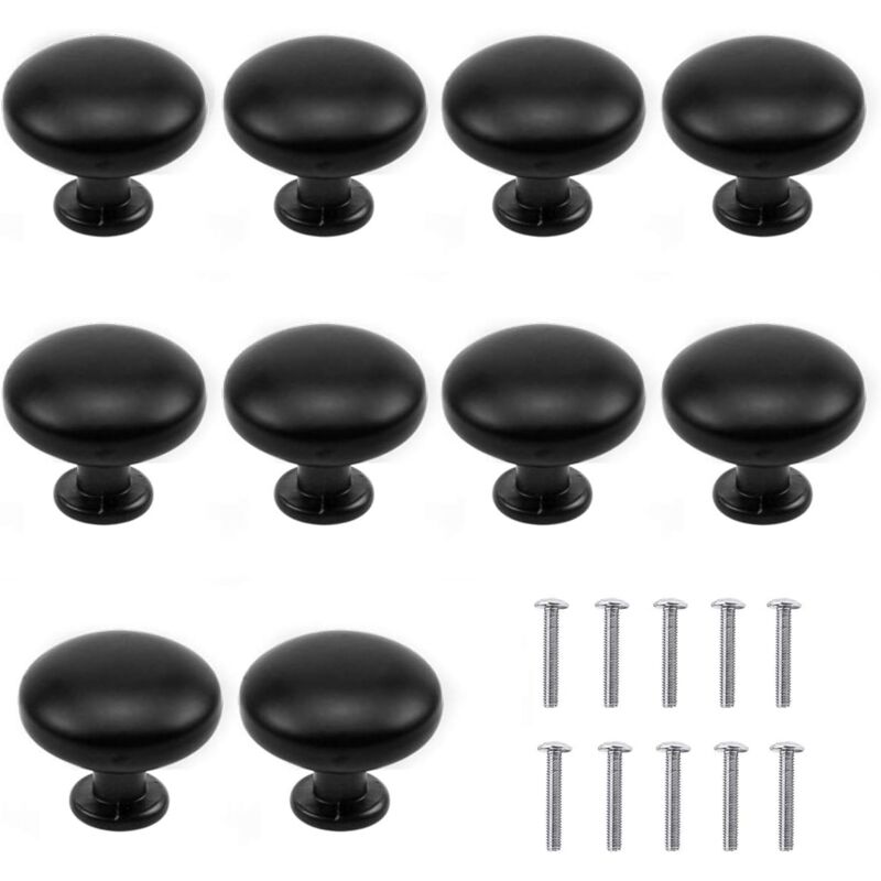 foto del prodotto zvd pomelli e maniglie per mobili, 10 pezzi di maniglie per porte dei cassetti nere, pomelli per mobili da 30 mm, pomelli per cassetti rotondi con