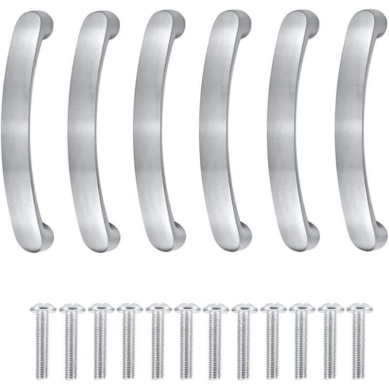 foto del prodotto zvd pomelli e maniglie per mobili, maniglia per mobile da cucina, foro centrale 96 mm, 6 pezzi, maniglia per cassetto in argento, maniglia per