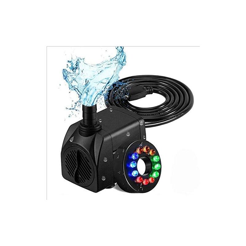 foto del prodotto zvd pompa elettrica per acqua da 800 l h, pompa per fontana silenziosa da 16 w con luce led a 12 colori