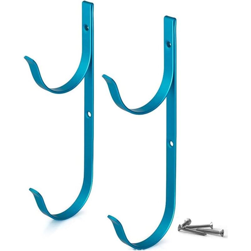 foto del prodotto zvd pool pole bracket, aluminum pool hooks, for telescopic poles, skimmers, leaf rakes, net, brush, vacuum hose blue, 2 pieces 