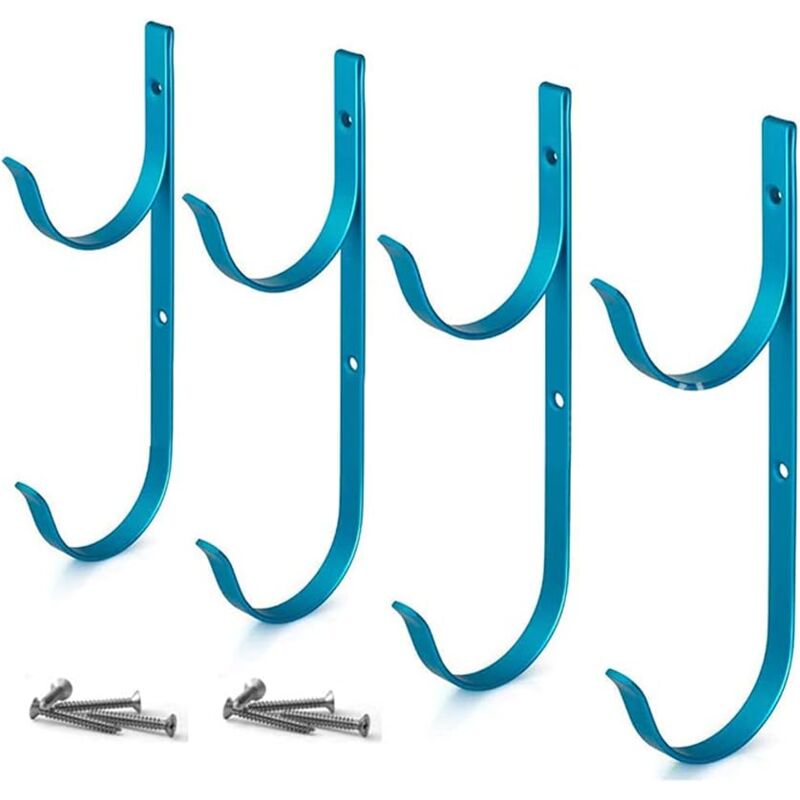 foto del prodotto zvd pool pole bracket, aluminum pool hooks, for telescopic poles, skimmers, leaf rakes, net, brush, vacuum hose blue, 4 pcs 