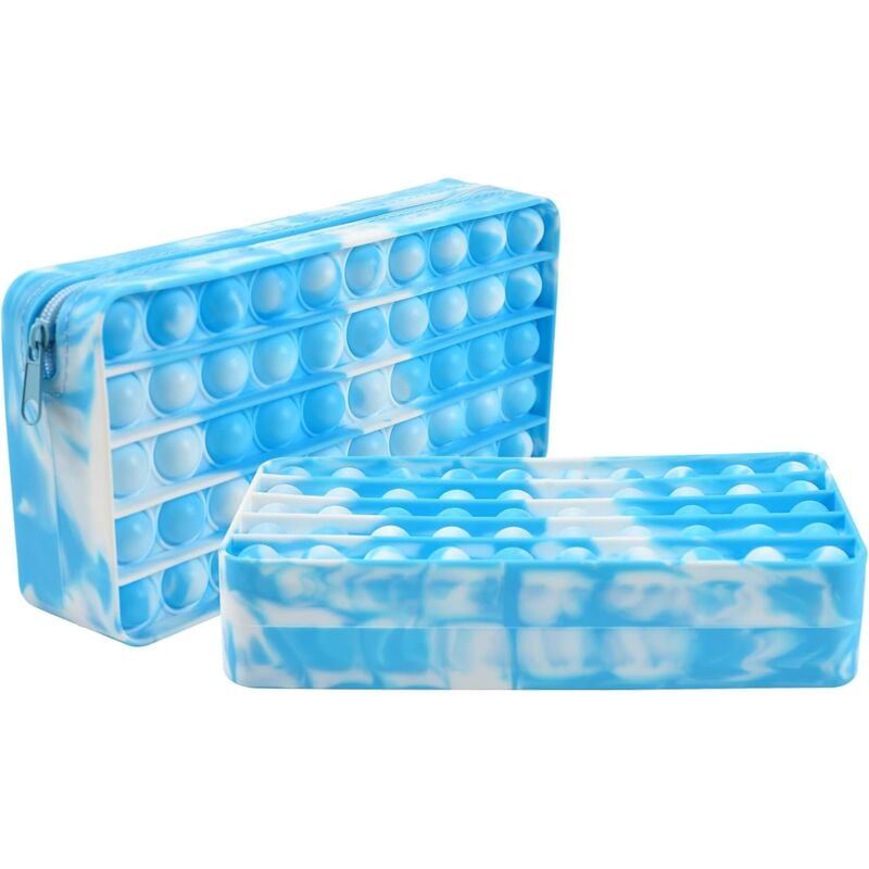 foto del prodotto zvd popular stationery box, simple, silicone, stationery, makeup, anti stress toys, school, home, office, blue white