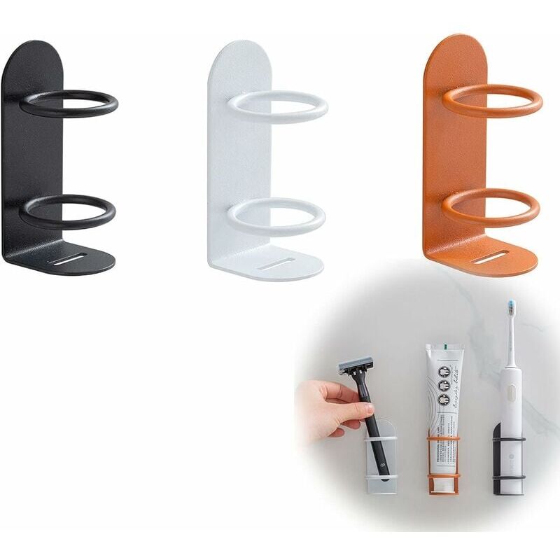 foto del prodotto zvd porta spazzolino elettrico, 3 pezzi, porta spazzolino adesivo da parete, ferro, mantiene lo spazzolino asciutto, per spazzolino da bagno di