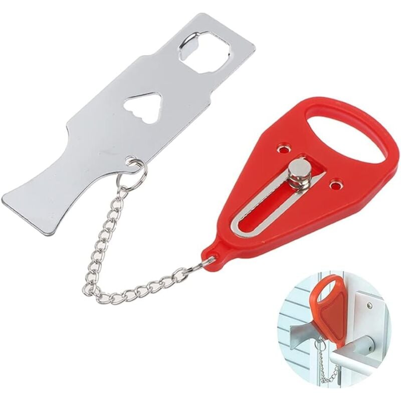 foto del prodotto zvd portable door lock, lock hotel travel locker door home security for extra security and privacy, perfect for home, hotel, school, apartment