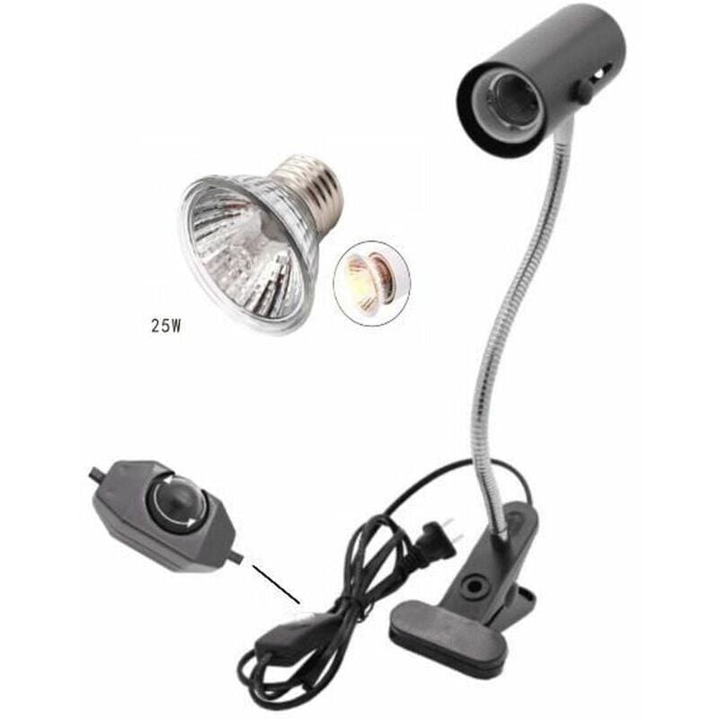 foto del prodotto zvd portalampada per rettili e tartarughe interruttore a clip per lampada riscaldante per acquario lampadina riscaldante 220 v 25 w spina ue