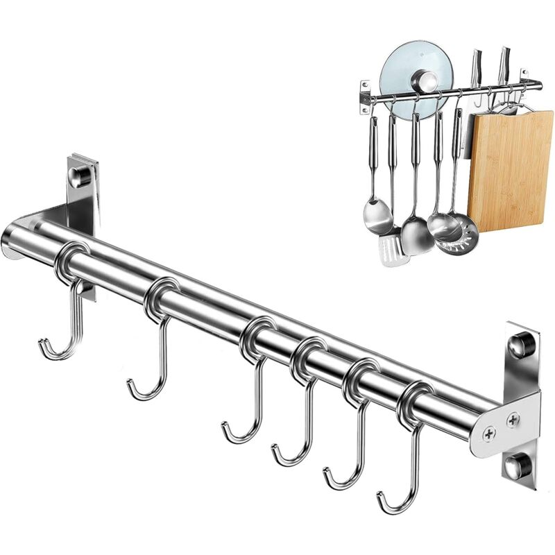 foto del prodotto zvd portautensili da cucina con 6 ganci supporto da parete in acciaio inox per bagno, garage, camera da letto