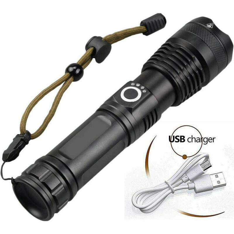 foto del prodotto zvd potente torcia elettrica usb con zoom telescopico a lungo raggio p70 per campeggio notturno