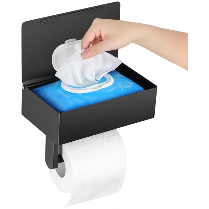 foto del prodotto zvd premium toilet paper holder with shelf and storage disposable wipes dispenser for bathroom stainless steel wall mounted roll paper holder