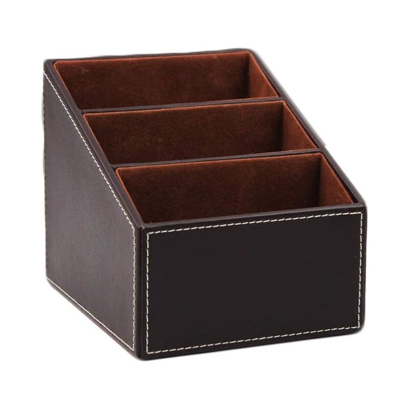 foto del prodotto zvd pu leather remote control holder, desktop organizer for tv guide, mail, electronics, phone, glasses and cosmetic pens 1 pcs