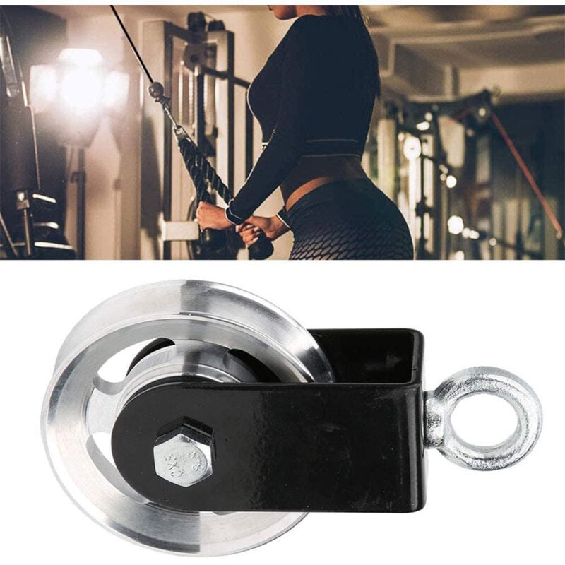 foto del prodotto zvd pulley pulley, 90mm rope pulley with sling and d hook, 360 swivel, for lat pulley system, home gym equipment