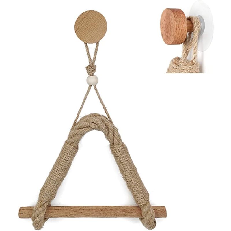 foto del prodotto zvd punch free toilet paper holder hemp rope wooden towel rack paper towel rack bathroom