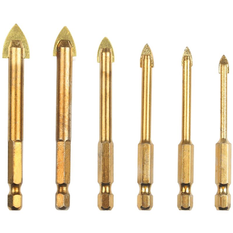 foto del prodotto zvd punta per trapano in lega dura per piastrelle 6 pezzi, punta per trapano in ceramica 4 5 6 8 10 12 mm, rivestita in titanio 