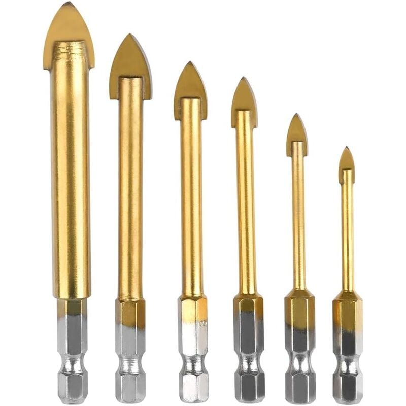 foto del prodotto zvd punte da trapano esagonali in titanio per vetro set da 6 pezzi 4 mm 5 mm 6 mm 8 mm 10 mm 12 mm per specchi e piastrelle in vetro