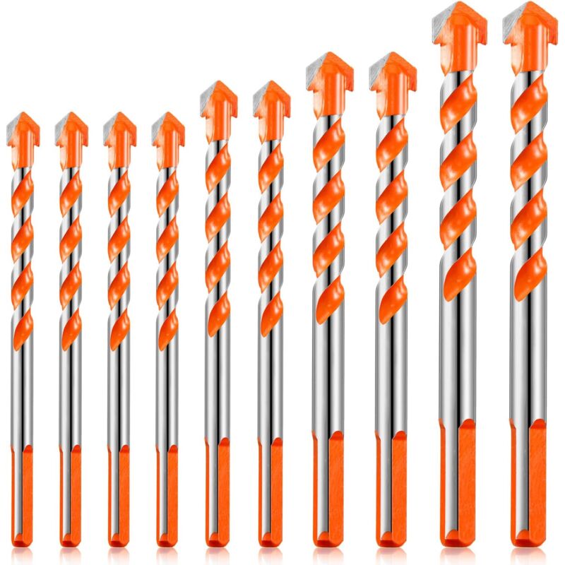 foto del prodotto zvd punte da trapano triangolari set di 10 punte da trapano multiuso per cemento, piastrelle, vetro, legno e plastica 6 8 10 12 mm 