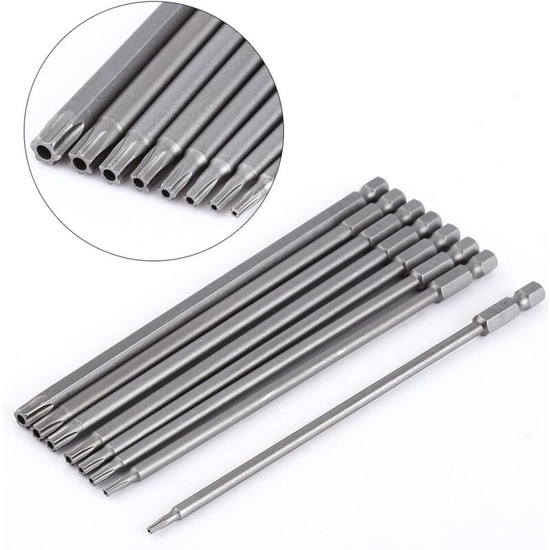 foto del prodotto zvd punte per cacciavite 100mm punta magnetica attacco esagonale s2 t8 t40 8 pezzi 150mm t8 t40 