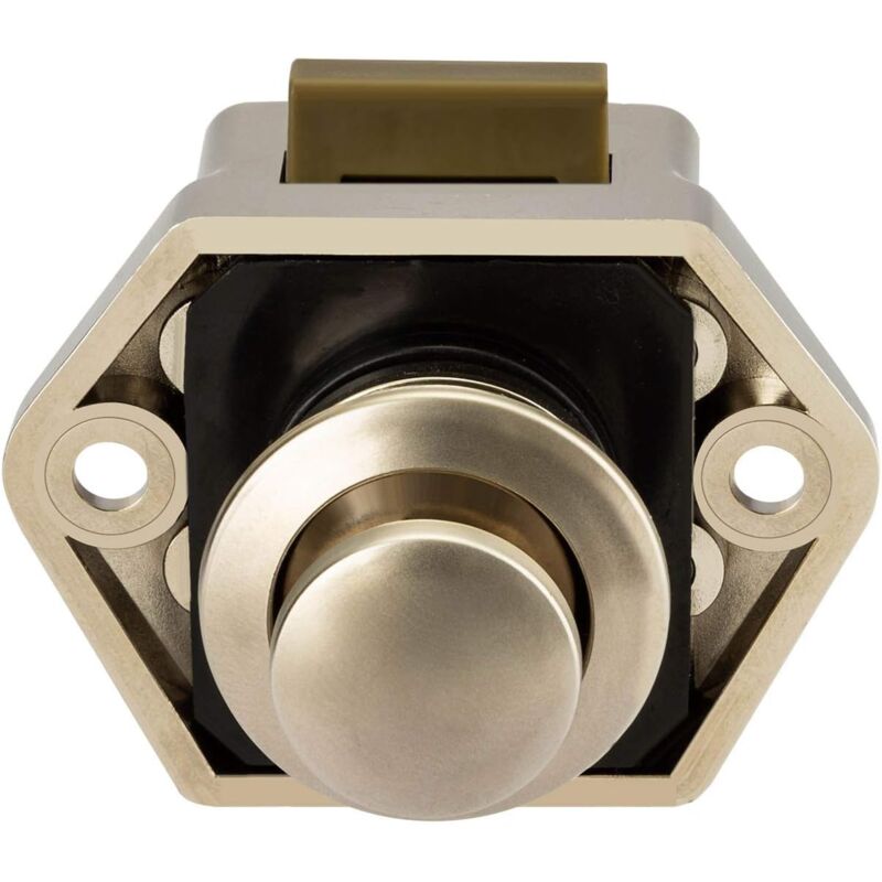 foto del prodotto zvd push button latch keyless cabinet lock clasp cupboard door knob for rv motorhome 2 piece nickel