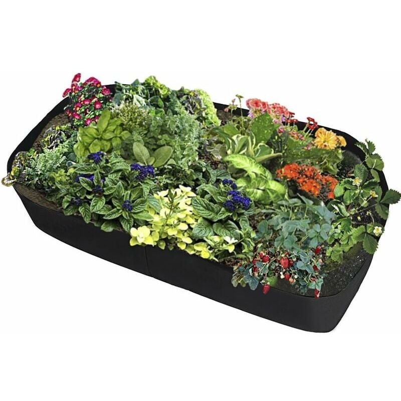 foto del prodotto zvd rectangular raised bed planter breathable fabric durable planting bag for flowers and vegetables 0.9m l x 1.8m w black