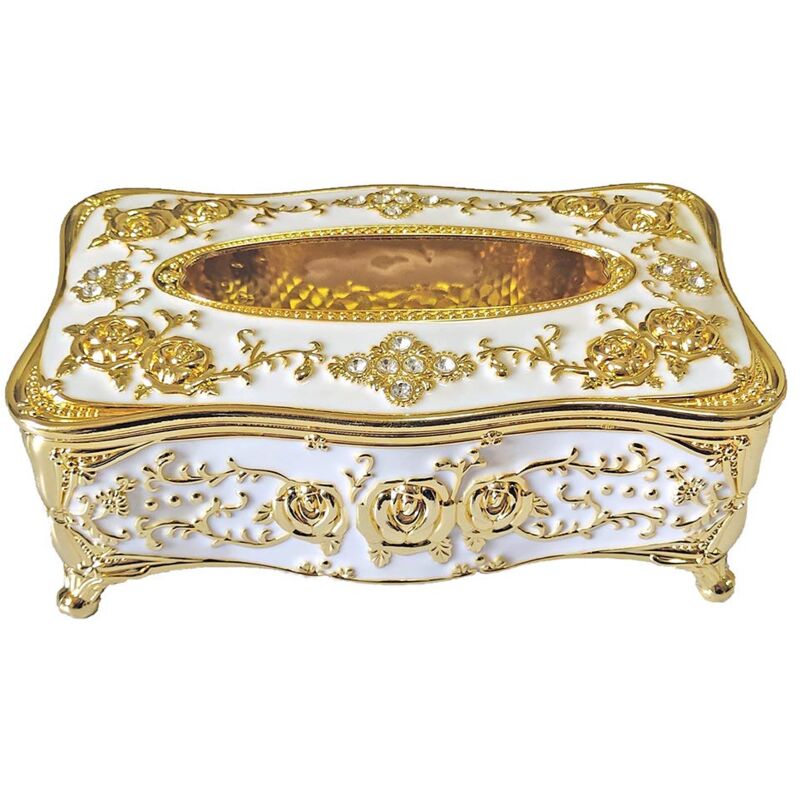 foto del prodotto zvd rhinestone tissue box holder, luxurious european style pink tissue box cover for home gold and white 