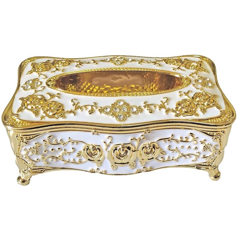 foto del prodotto zvd rhinestone tissue box holder, luxurious european style pink tissue box cover for home gold and white 