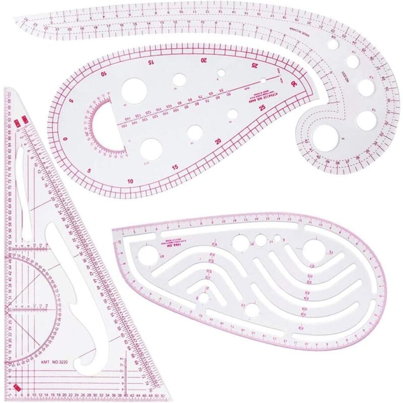 foto del prodotto zvd righello da cucito 4 pezzi righello per abbigliamento righello metrico righello curvo per cucire strumenti per cucire modello di disegno
