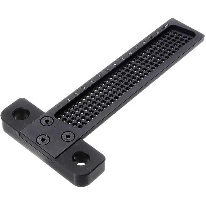 foto del prodotto zvd righello di misurazione per il posizionamento dei fori in lega di alluminio nero t 160 righello metrico t da 160 mm