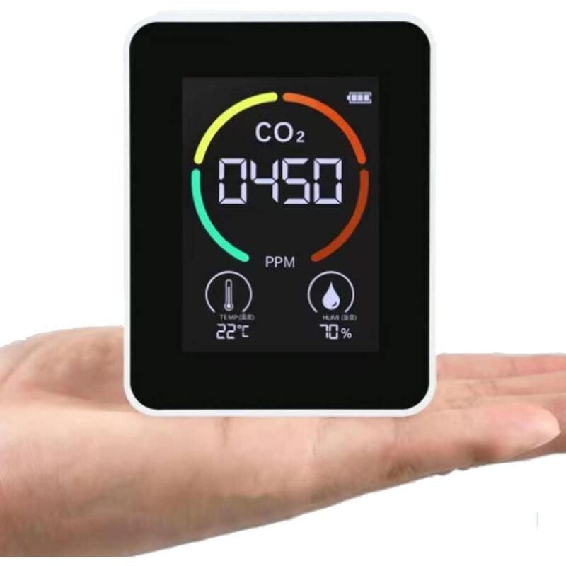 foto del prodotto zvd rilevatore di co2, sensore di anidride carbonica, qualit dell aria, temperatura e umidit , usb, bianco