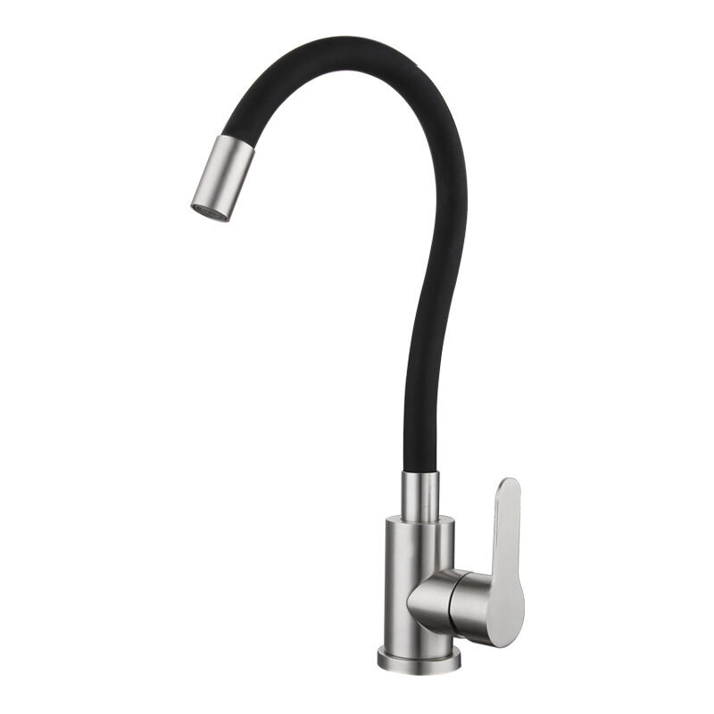 foto del prodotto zvd robinet de cuisine en silicone noir avec rotation 360 vier incurv finition chrome