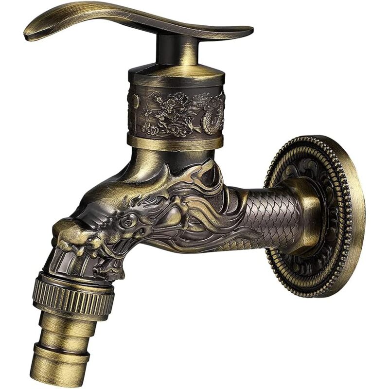 foto del prodotto zvd robinet mural r tro en laiton style antique avec motif de dragon pour cuisine, salle de bain, jardin