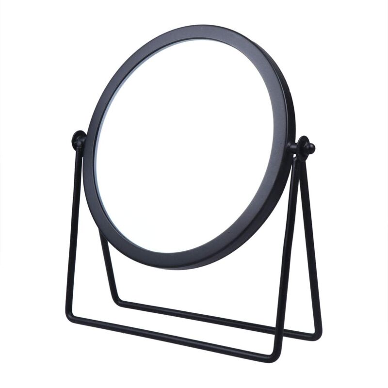 foto del prodotto zvd round round metal frame swivel makeup mirror for tabletop black