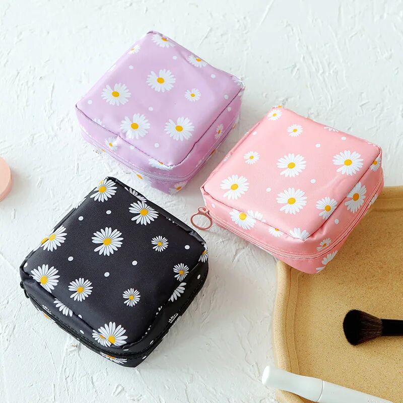foto del prodotto zvd sanitary napkin storage bag, portable storage organizer for sanitary pads cotton pads 3pcs