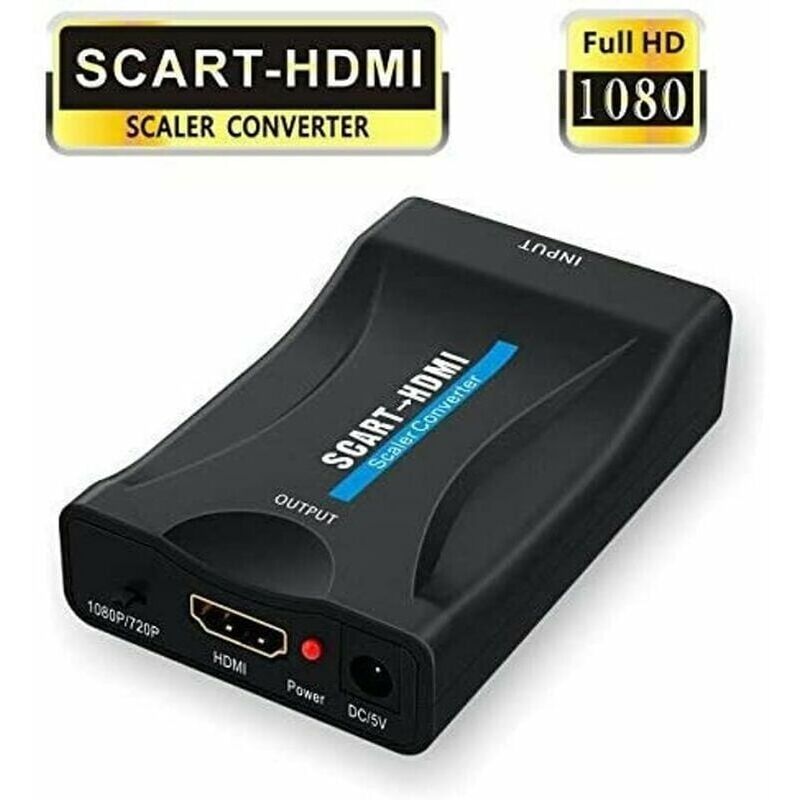 foto del prodotto zvd scart to hdmi adapter, 1080p scart to hdmi scart converter with usb power cable for connecting set top box, dvd player, stb box