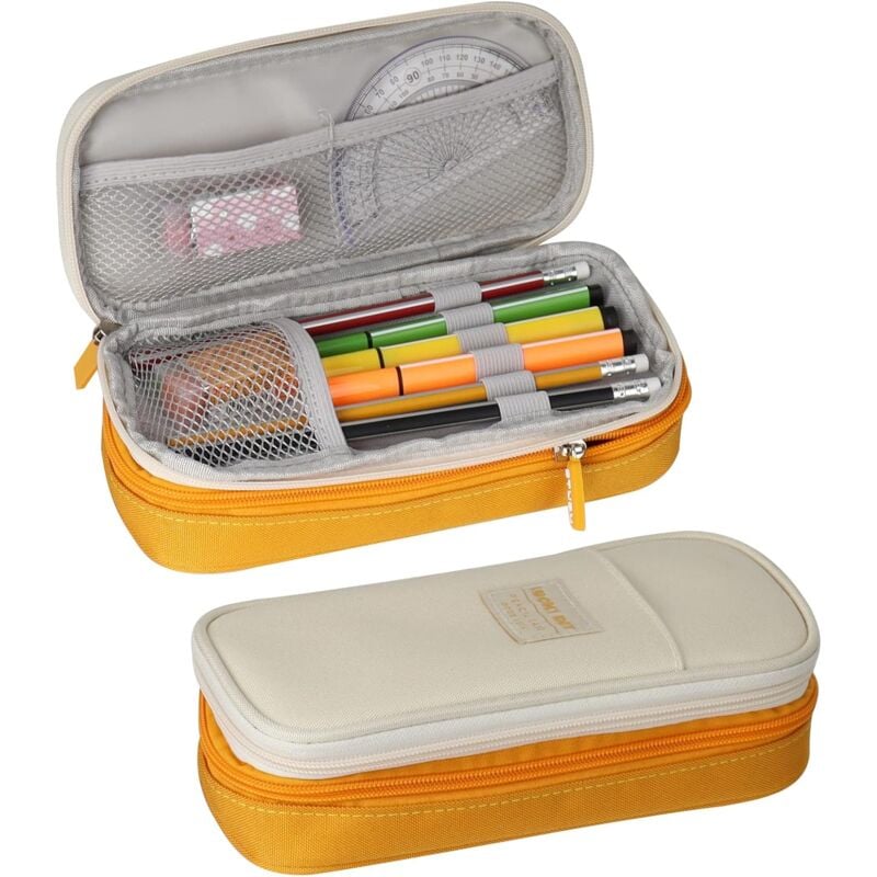 foto del prodotto zvd school pencil case, large capacity pencil case with compartments and elastic band, smooth zippered pencil bag gift for students girl boys