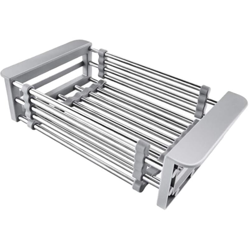 foto del prodotto zvd scolapiatti telescopico in acciaio inox scolapasta da cucina cestello per frutta e verdura per lavello da cucina