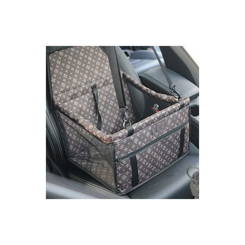 foto del prodotto zvd seggiolino auto per cani trasportino pieghevole impermeabile con cintura di sicurezza e borsa portaoggetti, seggiolino rialzato per cani o