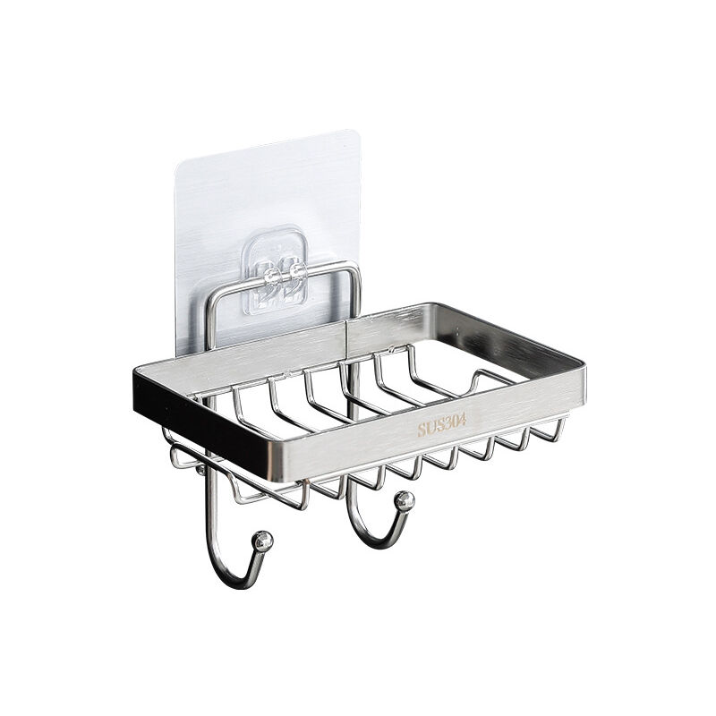 foto del prodotto zvd self adhesive shower soap dish with 2 hooks sponge holder for bathroom toilet kitchen wall mounted without drilling