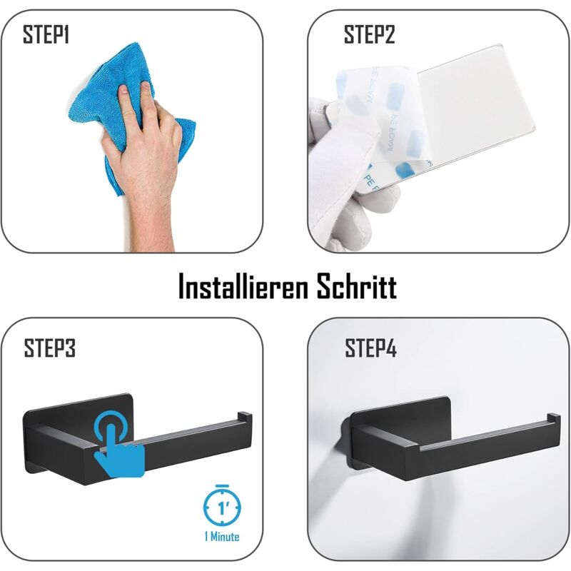 foto del prodotto zvd self adhesive toilet paper holder without drilling in stainless steel