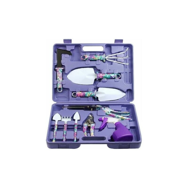foto del prodotto zvd set di 10 attrezzi da giardinaggio set di attrezzi da giardinaggio manico ergonomico con custodia per il trasporto